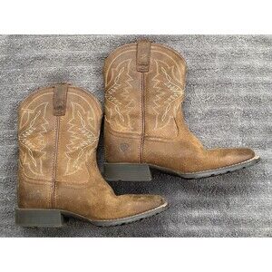 Ariat Hybrid Rancher Western Boots Brown Square Toe 10047034 Youth Size 3